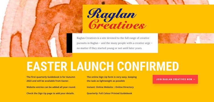 Raglan Creatives website and guidebook launched autumn 2023